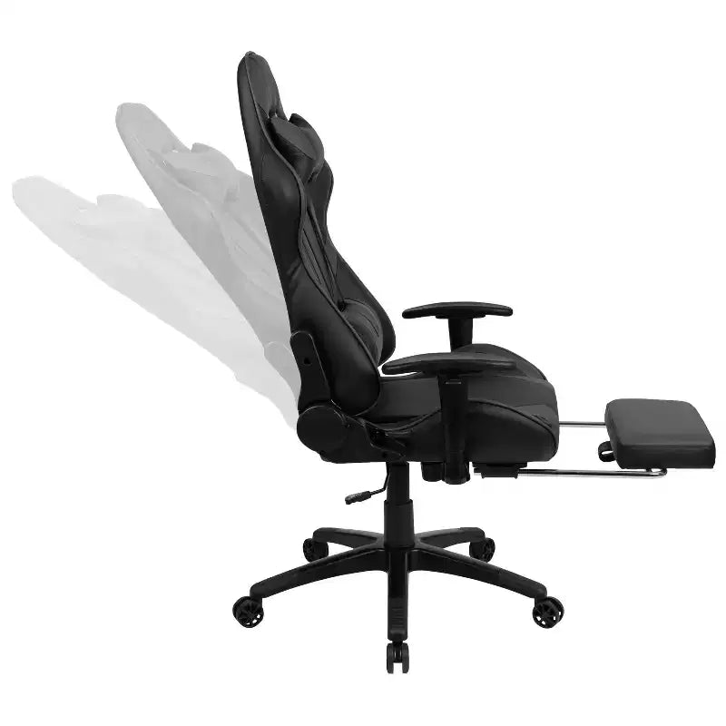 Emma and Oliver Racing Gaming Ergonomic Chair with Reclining Back, Footrest in Red LeatherSoft