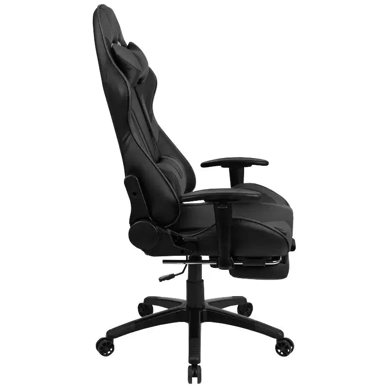 Emma and Oliver Racing Gaming Ergonomic Chair with Reclining Back, Footrest in Red LeatherSoft