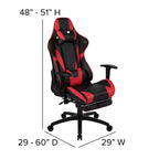 Emma and Oliver Racing Gaming Ergonomic Chair with Reclining Back, Footrest in Red LeatherSoft