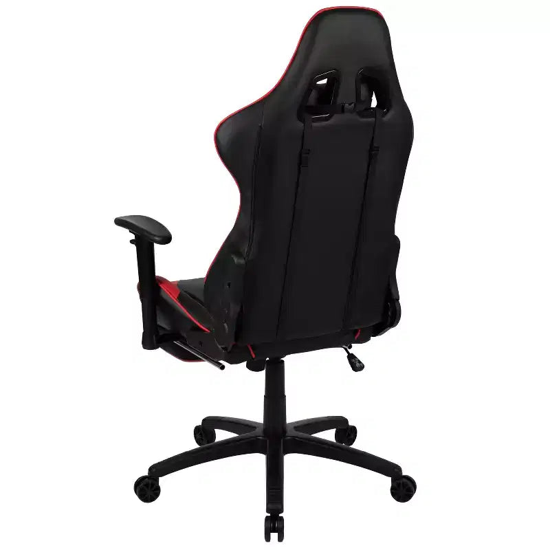 Emma and Oliver Racing Gaming Ergonomic Chair with Reclining Back, Footrest in Red LeatherSoft