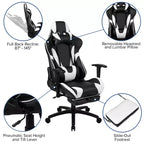 Emma and Oliver Racing Gaming Ergonomic Chair with Reclining Back, Footrest in Red LeatherSoft