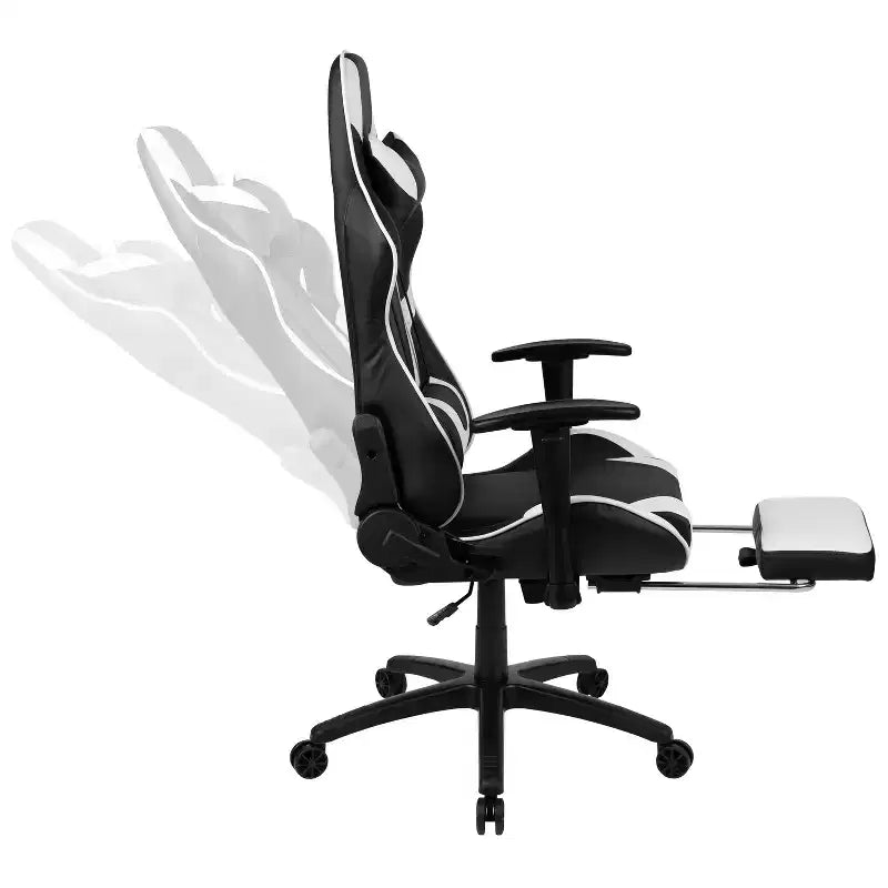 Emma and Oliver Racing Gaming Ergonomic Chair with Reclining Back, Footrest in Red LeatherSoft