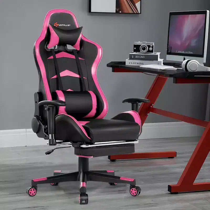 Costway Office Massage Gaming Chair Reclining Swivel Racing with Footrest