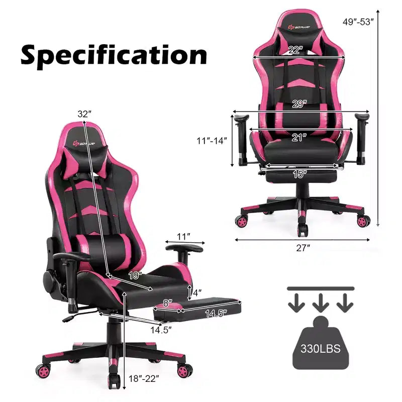 Costway Office Massage Gaming Chair Reclining Swivel Racing with Footrest