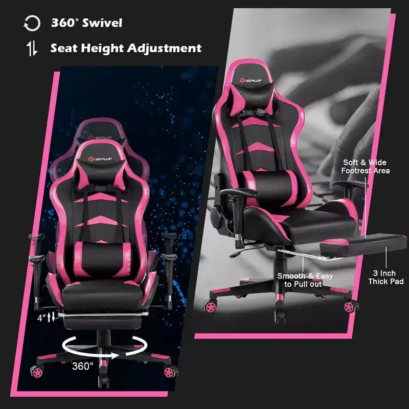 Costway Office Massage Gaming Chair Reclining Swivel Racing with Footrest
