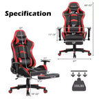 Costway Office Massage Gaming Chair Reclining Swivel Racing with Footrest