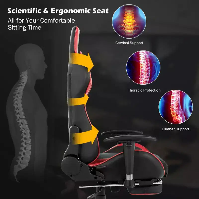 Costway Office Massage Gaming Chair Reclining Swivel Racing with Footrest
