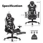 Costway Office Massage Gaming Chair Reclining Swivel Racing with Footrest