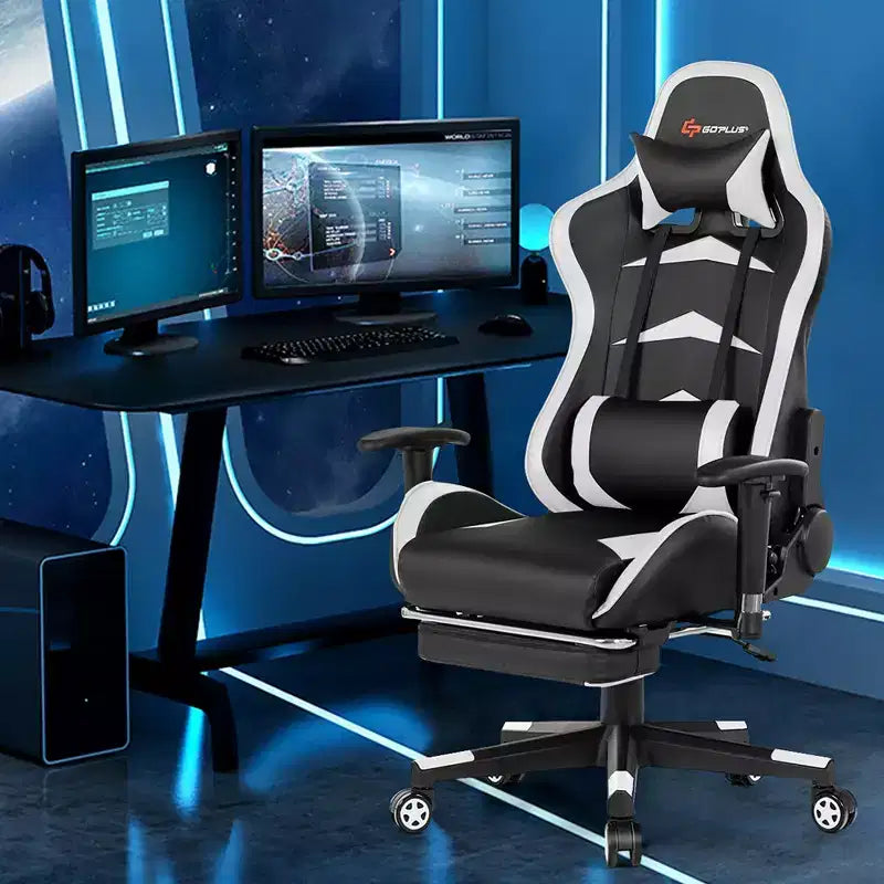 Costway Office Massage Gaming Chair Reclining Swivel Racing with Footrest