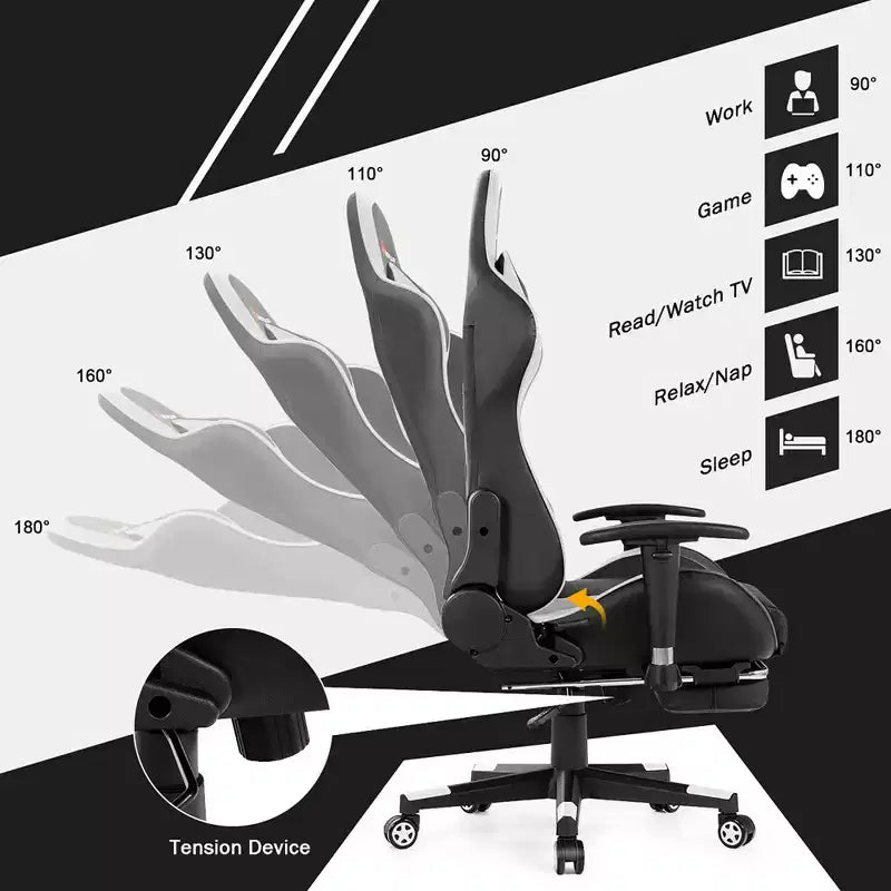 Costway Office Massage Gaming Chair Reclining Swivel Racing with Footrest
