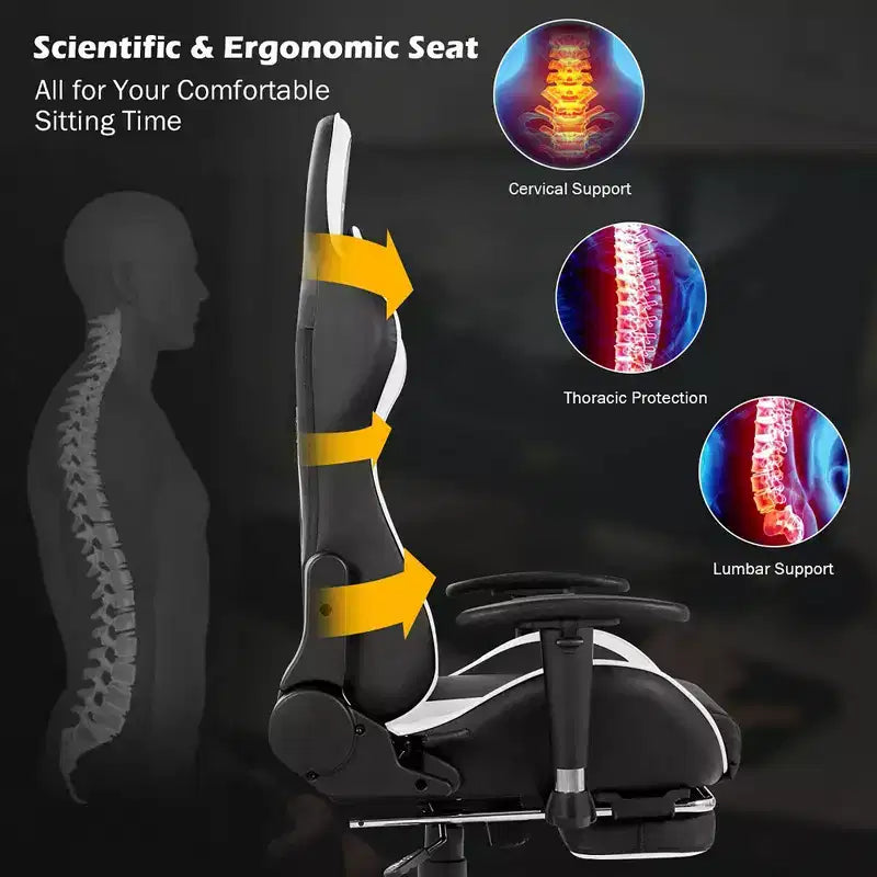 Costway Office Massage Gaming Chair Reclining Swivel Racing with Footrest