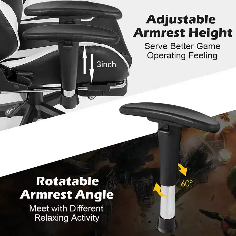 Costway Office Massage Gaming Chair Reclining Swivel Racing with Footrest