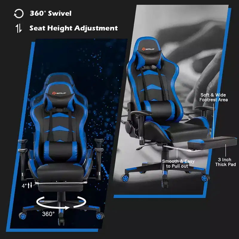 Costway Office Massage Gaming Chair Reclining Swivel Racing with Footrest