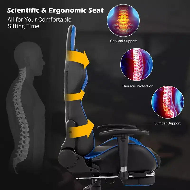 Costway Office Massage Gaming Chair Reclining Swivel Racing with Footrest