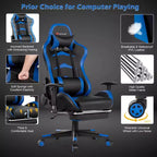 Costway Office Massage Gaming Chair Reclining Swivel Racing with Footrest