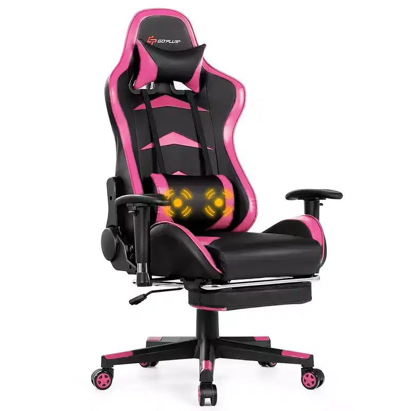 Costway Office Massage Gaming Chair Reclining Swivel Racing with Footrest
