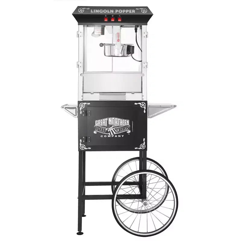 Great Northern Popcorn 8 oz. Lincoln Popcorn Machine With Cart  Black