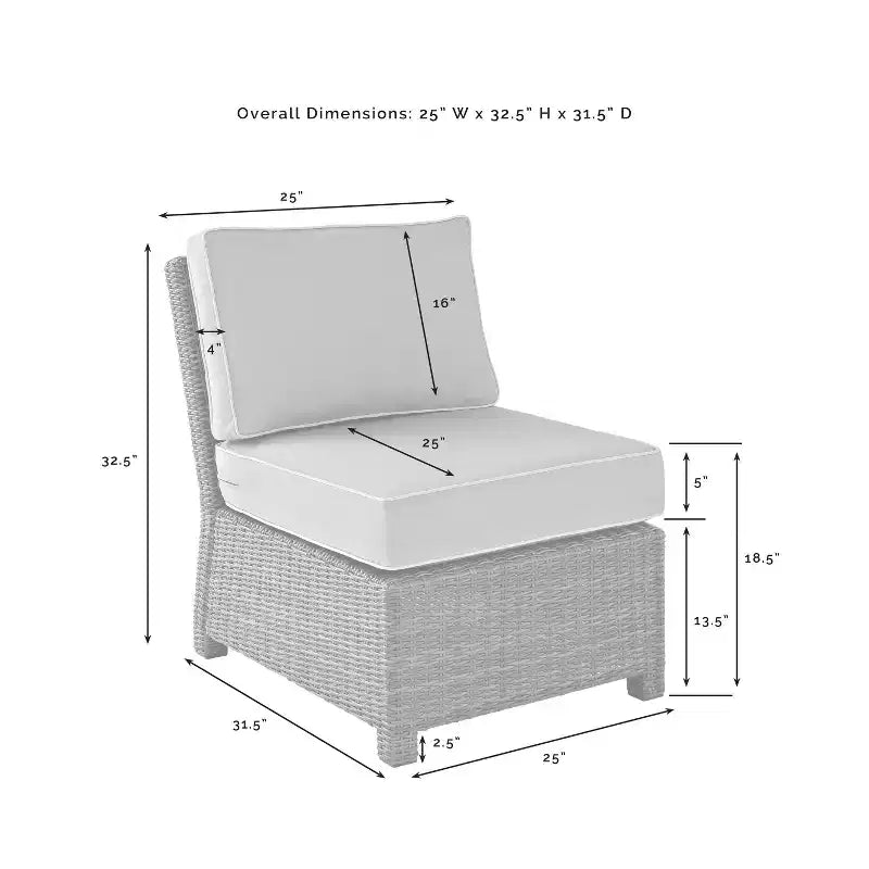 Bradenton Outdoor Sectional Center Chair- Crosley
