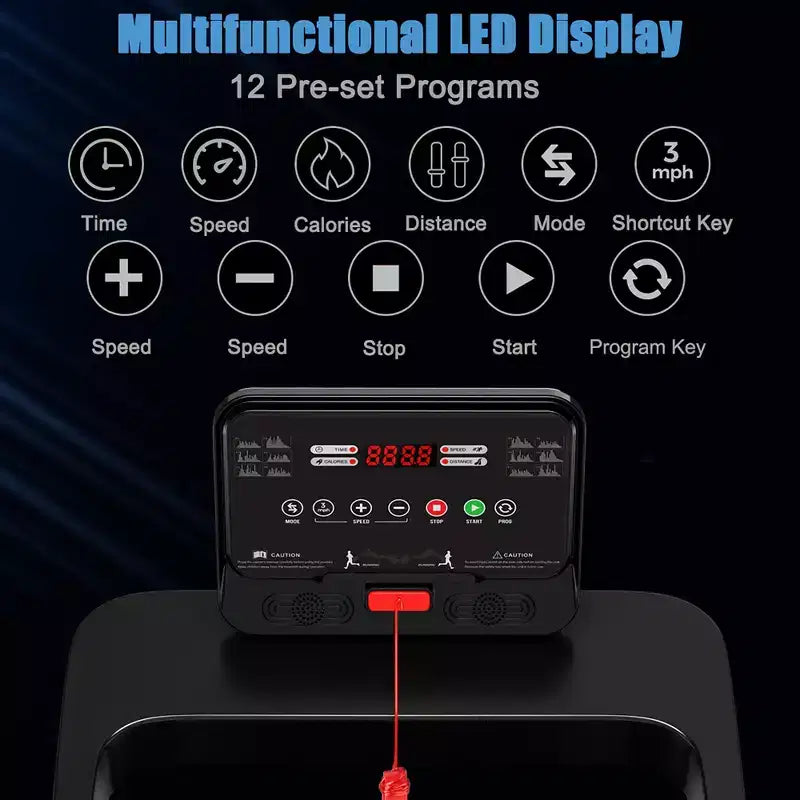 Tapis de course électrique Costway 2,25 CV avec contrôle par application pour la maison et le bureau