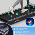 Tapis de course électrique Costway 2,25 CV avec contrôle par application pour la maison et le bureau