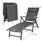 Costway Chaise longue de patio en aluminium avec oreiller appui-tête réglable