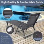 Costway Chaise longue de patio en aluminium avec oreiller appui-tête réglable