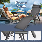 Costway Chaise longue de patio en aluminium avec oreiller appui-tête réglable