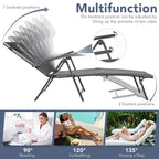 Costway Chaise longue de patio en aluminium avec oreiller appui-tête réglable
