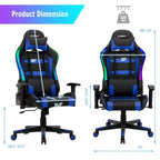 Chaise de jeu Costway pivotante et réglable avec lumières LED et télécommande
