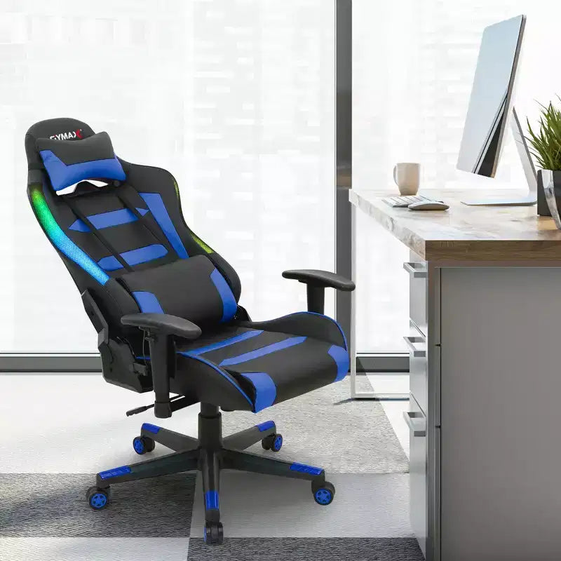 Chaise de jeu Costway pivotante et réglable avec lumières LED et télécommande