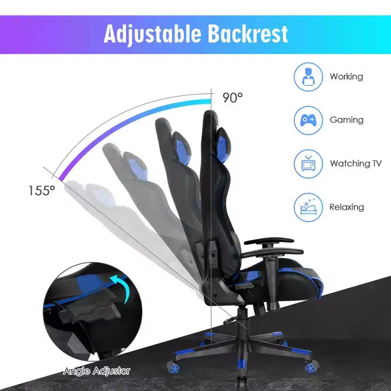 Chaise de jeu Costway pivotante et réglable avec lumières LED et télécommande
