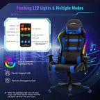 Chaise de jeu Costway pivotante et réglable avec lumières LED et télécommande