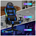 Chaise de jeu Costway pivotante et réglable avec lumières LED et télécommande