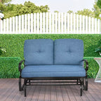 Costway 2-Person Outdoor Swing Glider Chair Bench Loveseat Cushioned Sofa Blue/Beige/Grey/Navy
