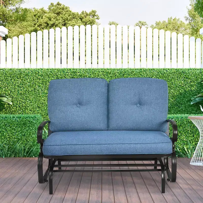 Costway 2-Person Outdoor Swing Glider Chair Bench Loveseat Cushioned Sofa Blue/Beige/Grey/Navy