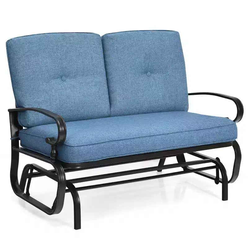 Costway 2-Person Outdoor Swing Glider Chair Bench Loveseat Cushioned Sofa Blue/Beige/Grey/Navy