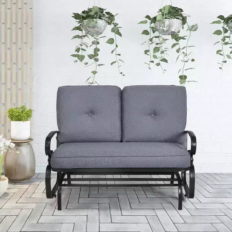Costway 2-Person Outdoor Swing Glider Chair Bench Loveseat Cushioned Sofa Blue/Beige/Grey/Navy