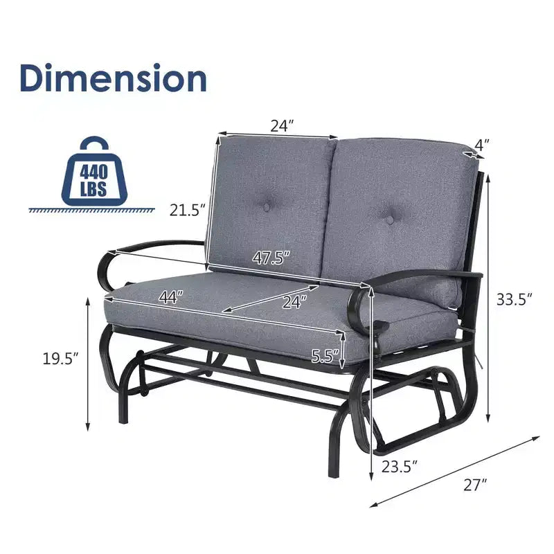 Costway 2-Person Outdoor Swing Glider Chair Bench Loveseat Cushioned Sofa Blue/Beige/Grey/Navy