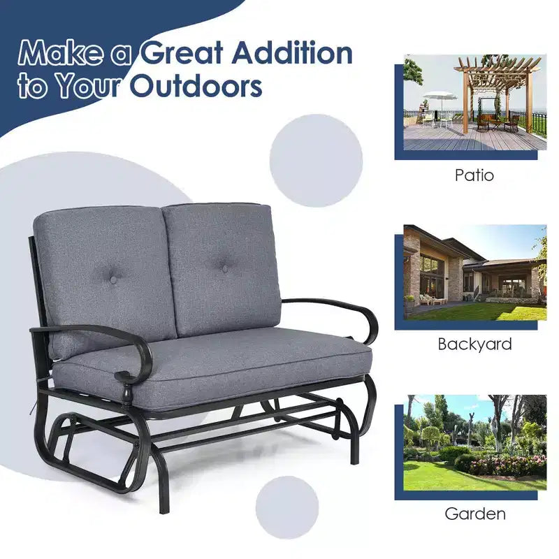 Costway 2-Person Outdoor Swing Glider Chair Bench Loveseat Cushioned Sofa Blue/Beige/Grey/Navy
