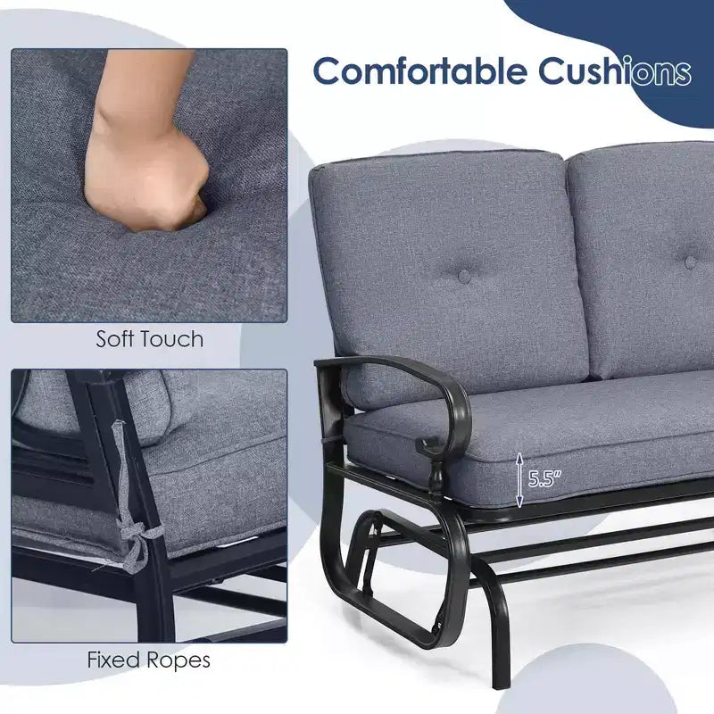 Costway 2-Person Outdoor Swing Glider Chair Bench Loveseat Cushioned Sofa Blue/Beige/Grey/Navy