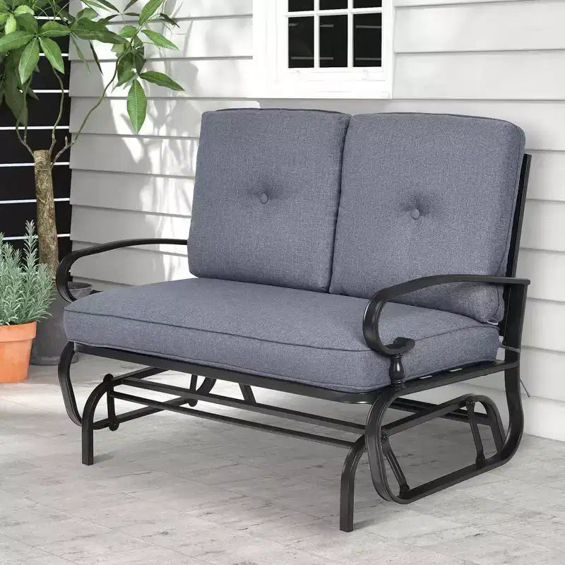 Costway 2-Person Outdoor Swing Glider Chair Bench Loveseat Cushioned Sofa Blue/Beige/Grey/Navy