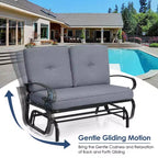 Costway 2-Person Outdoor Swing Glider Chair Bench Loveseat Cushioned Sofa Blue/Beige/Grey/Navy