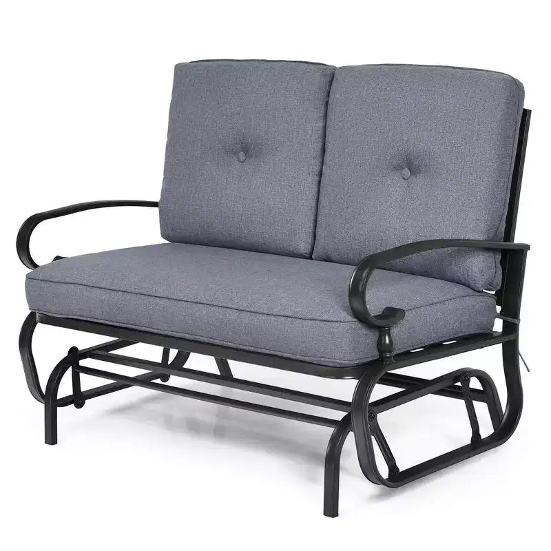 Costway 2-Person Outdoor Swing Glider Chair Bench Loveseat Cushioned Sofa Blue/Beige/Grey/Navy