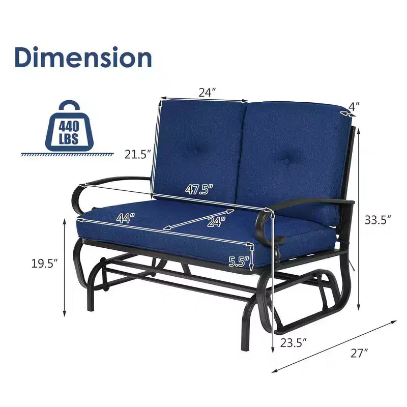 Costway 2-Person Outdoor Swing Glider Chair Bench Loveseat Cushioned Sofa Blue/Beige/Grey/Navy