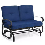 Costway 2-Person Outdoor Swing Glider Chair Bench Loveseat Cushioned Sofa Blue/Beige/Grey/Navy