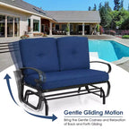 Costway 2-Person Outdoor Swing Glider Chair Bench Loveseat Cushioned Sofa Blue/Beige/Grey/Navy