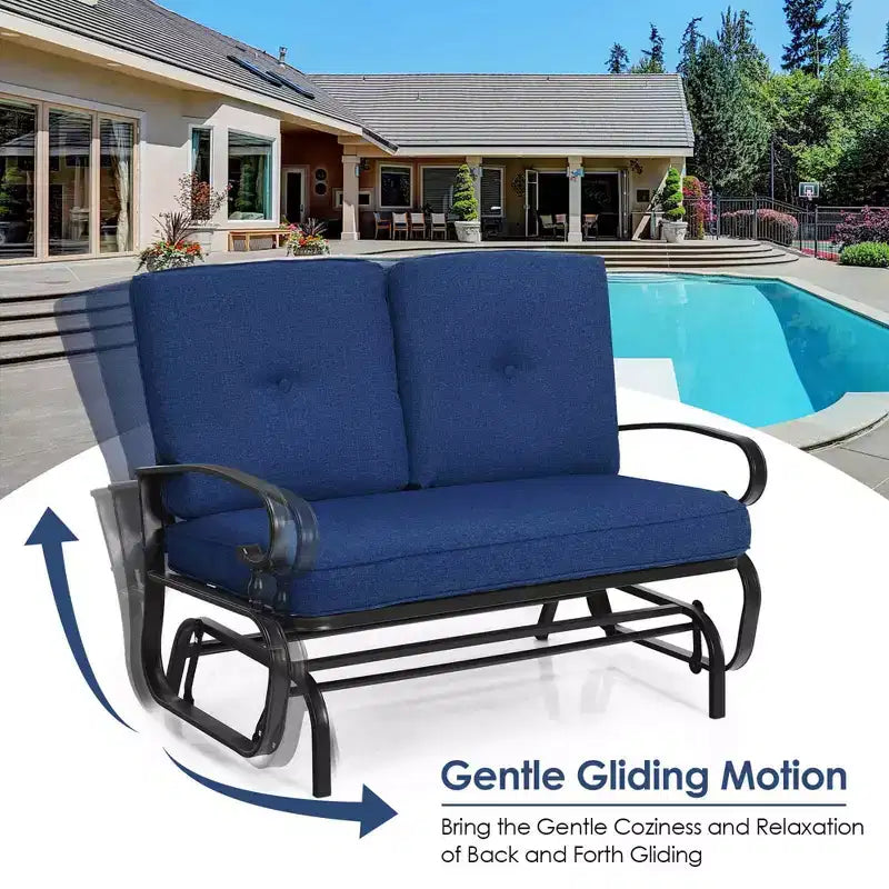 Costway 2-Person Outdoor Swing Glider Chair Bench Loveseat Cushioned Sofa Blue/Beige/Grey/Navy