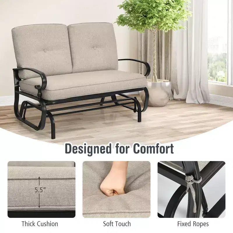 Costway 2-Person Outdoor Swing Glider Chair Bench Loveseat Cushioned Sofa Blue/Beige/Grey/Navy