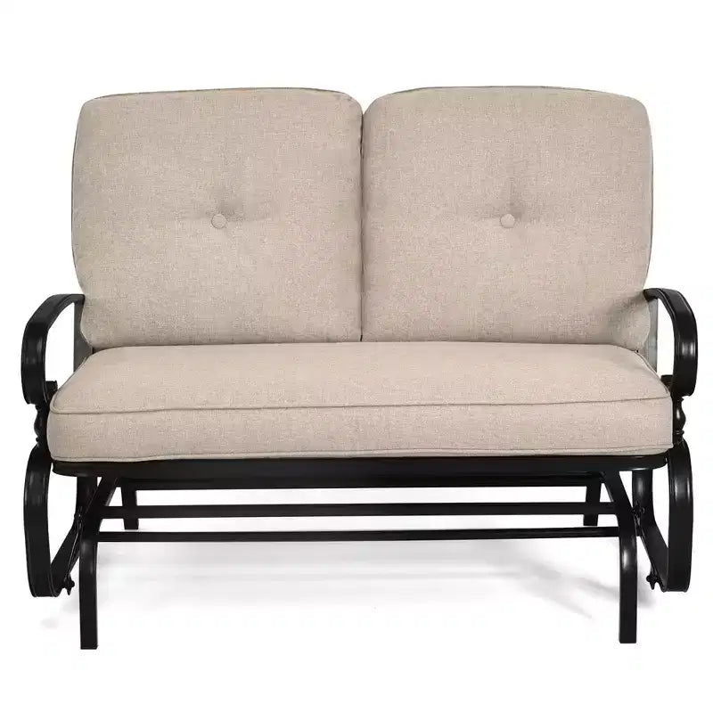 Costway 2-Person Outdoor Swing Glider Chair Bench Loveseat Cushioned Sofa Blue/Beige/Grey/Navy
