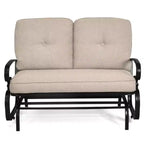 Costway 2-Person Outdoor Swing Glider Chair Bench Loveseat Cushioned Sofa Blue/Beige/Grey/Navy